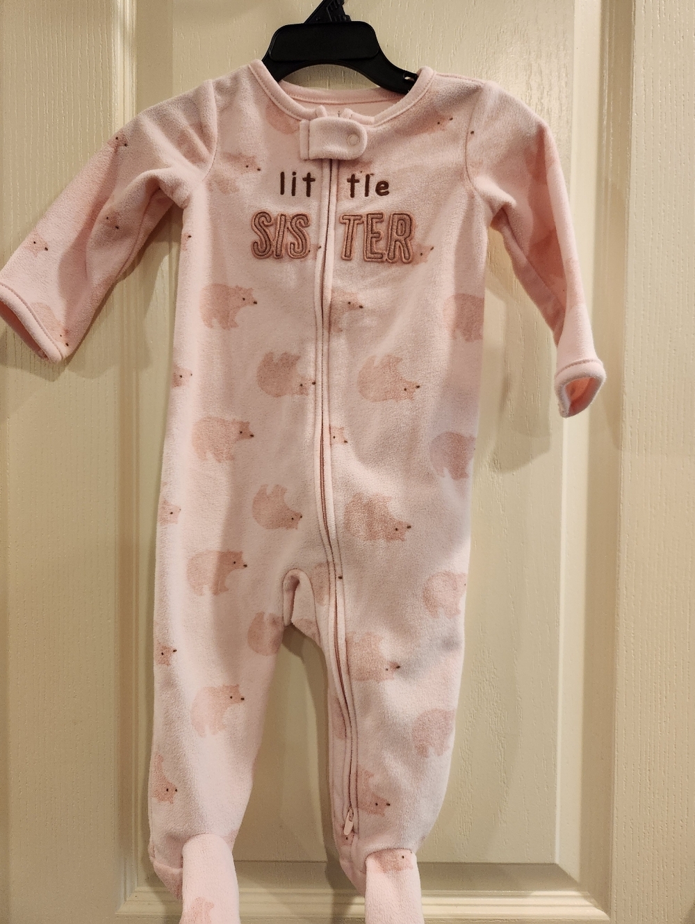 Carter's Pink Bear Print Fleece One-Piece Footie